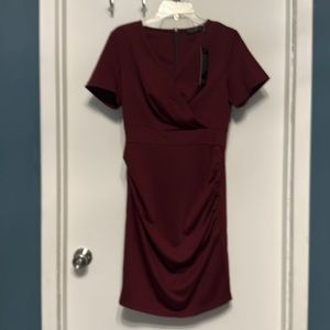 Maroon size medium Curlbiuty classy dinner dress with ruching for flattering